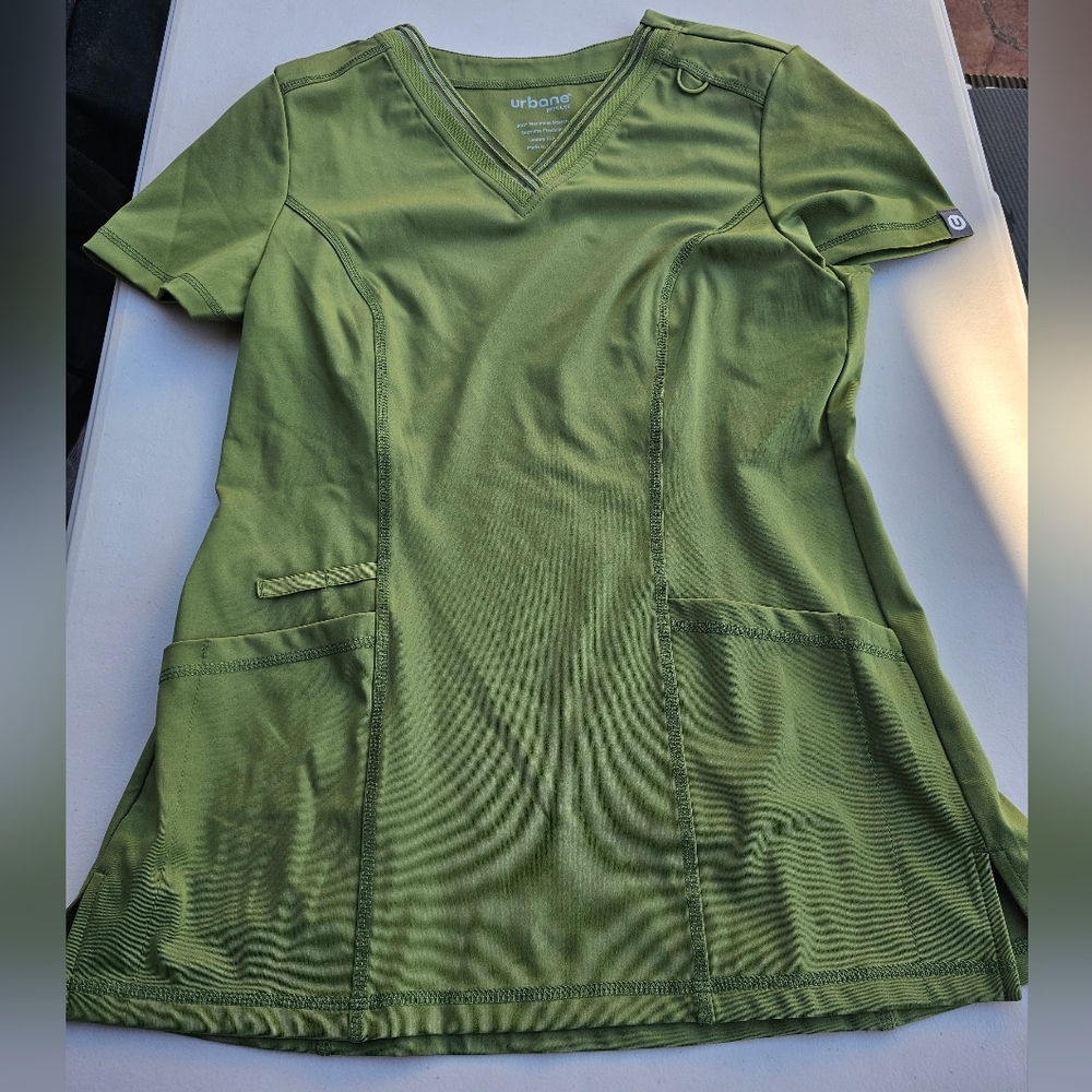 Green V-Neck Scrub Top